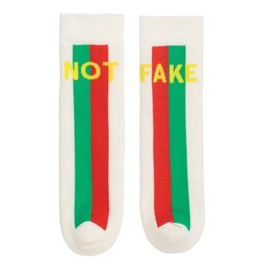 GUCCI Knee High 'fake/Not' Socks Ivory Stripe